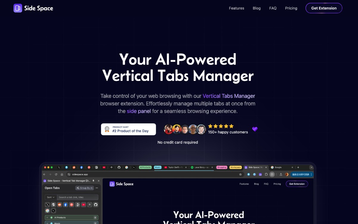 Side Space: إدارة علامات تبويب متعددة للمتصفح في آن واحد