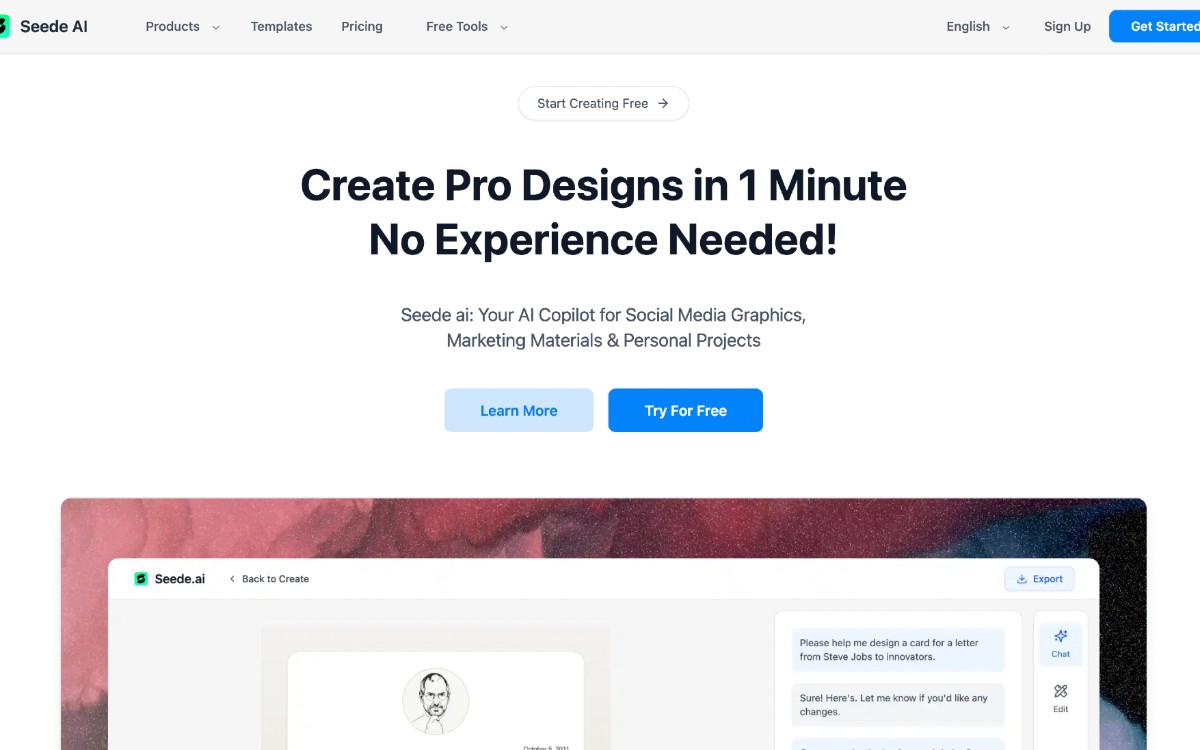 Seede: أنشئ رسومات وسائل التواصل الاجتماعي بسرعة