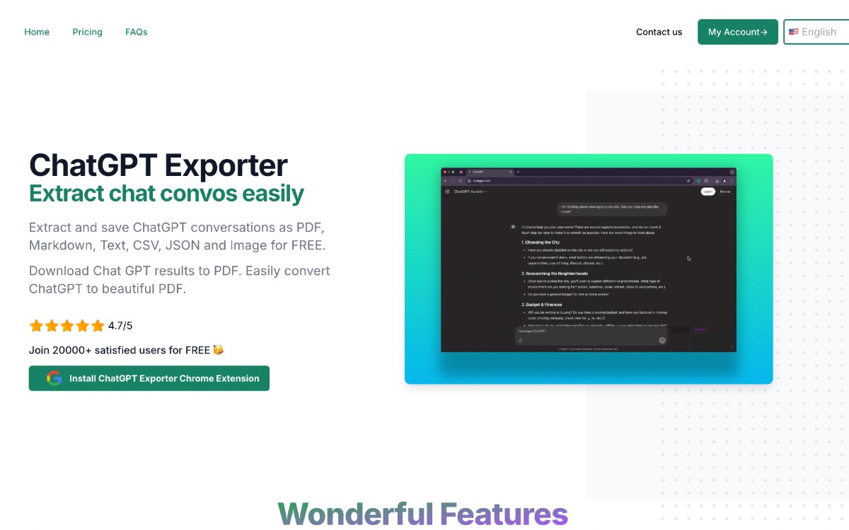 مُصدّر ChatGPT: صدّر محادثات ChatGPT بسهولة