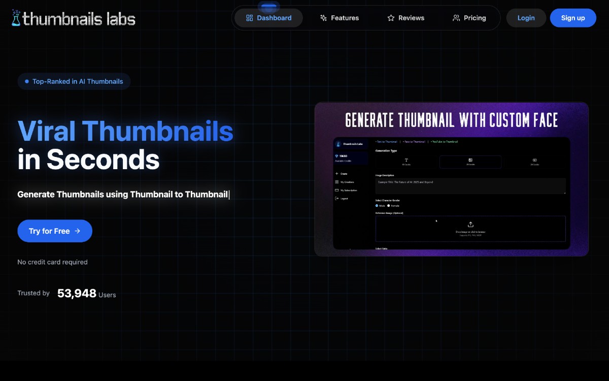 Thumbnails Labs: ينشئ صور مصغرة جذابة وعالية الجودة في ثوانٍ