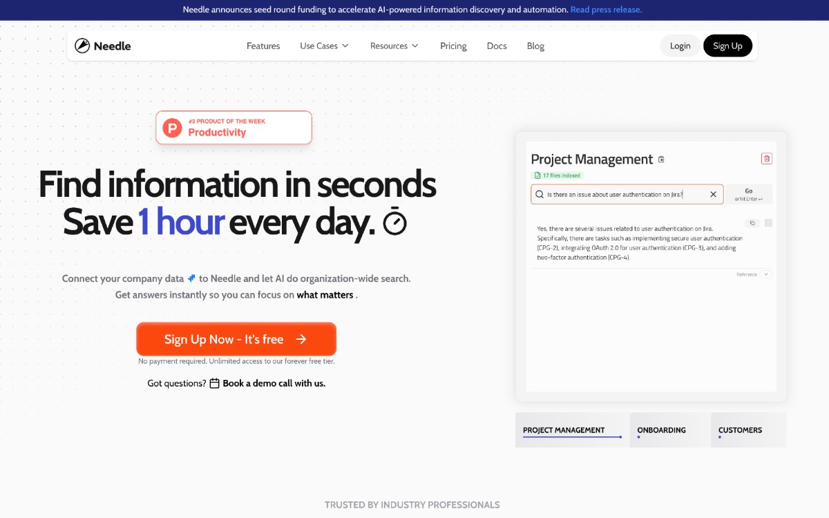 Needle AI: أتمتة مهام سير عملك، ربط البيانات وتبسيط العمليات