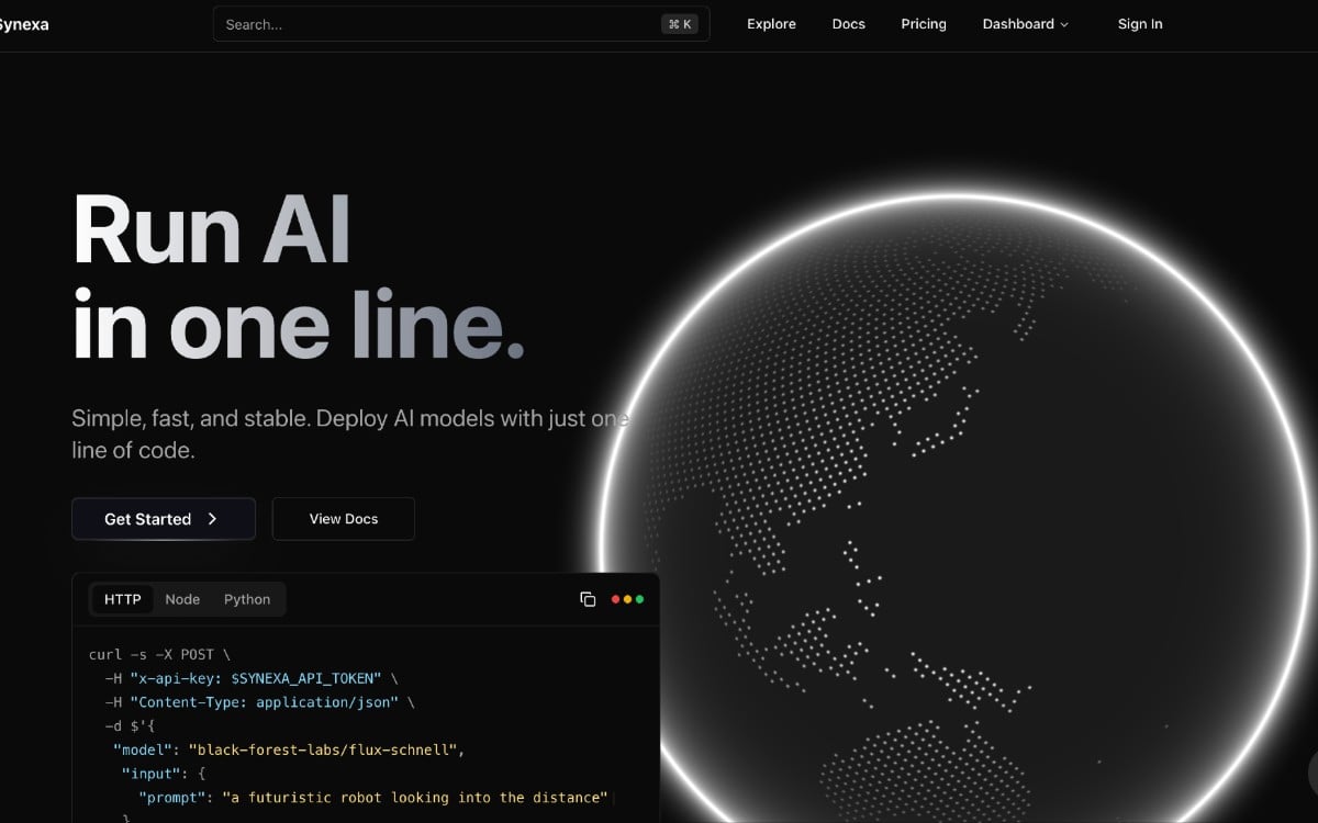 Synexa AI: تشغيل نماذج واجهة برمجة تطبيقات الذكاء الاصطناعي بدون خادم
