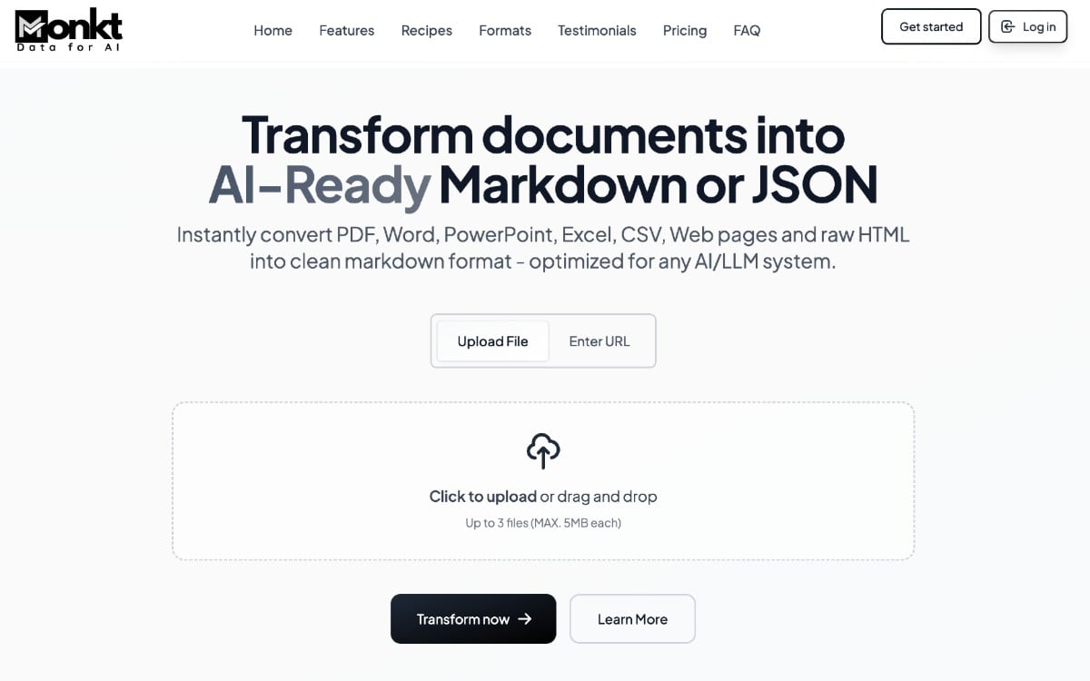 Monkt: تحويل المستندات إلى تنسيق ماركداون نظيف