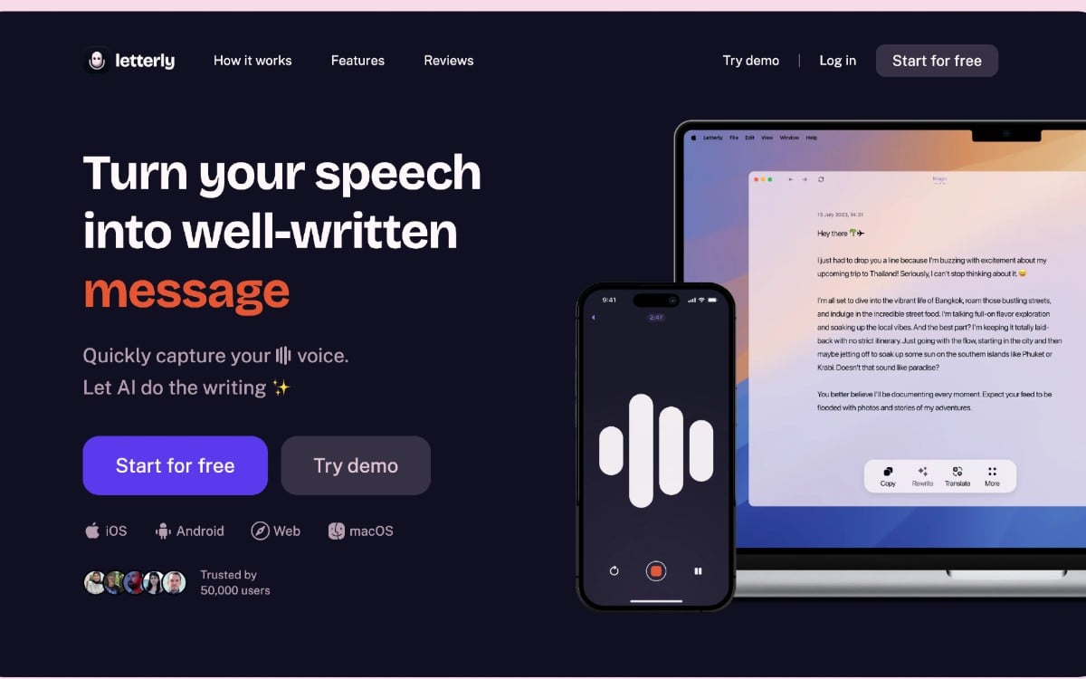 Letterly: حوّل صوتك إلى محتوى نصي