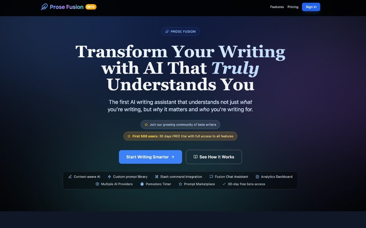 Prose Fusion: رفيقك في الكتابة