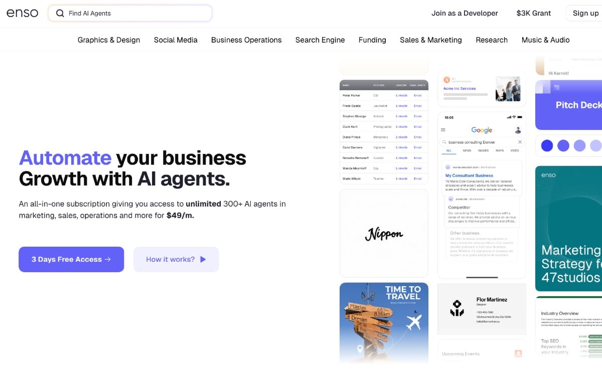 Enso: أتمتة التسويق والمبيعات وخدمة العملاء