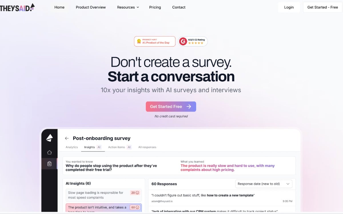 TheySaid: إنشاء استبيانات بالذكاء الاصطناعي